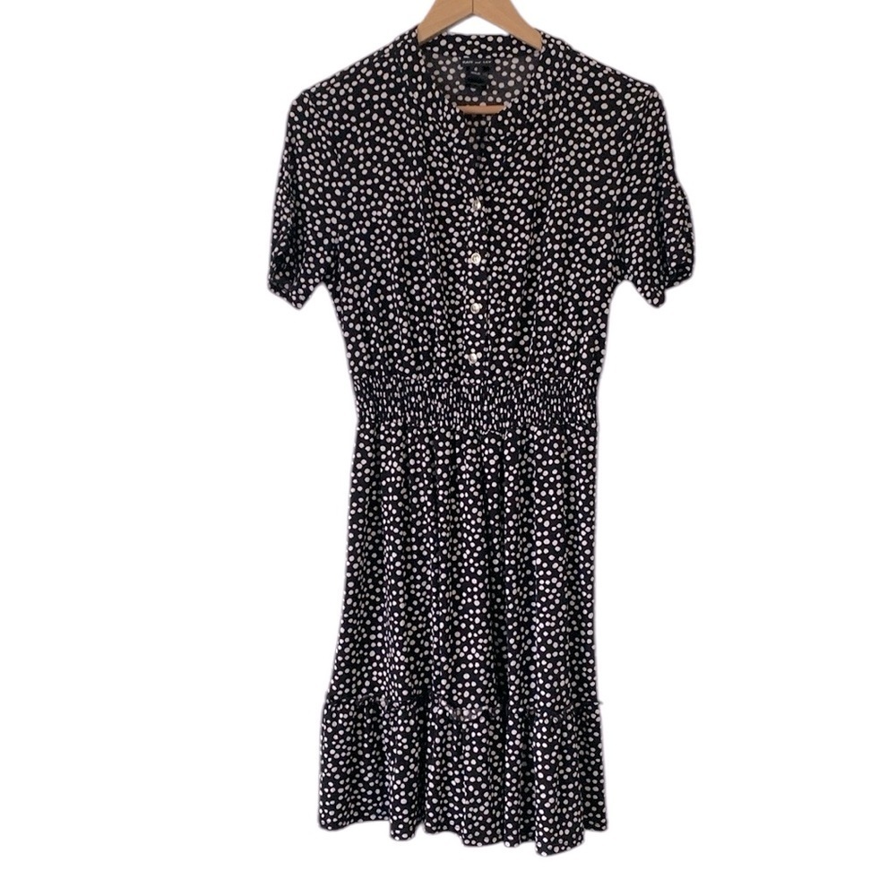 Kate and Lily Polka Dot short sleeve knee length Dress black white size Small